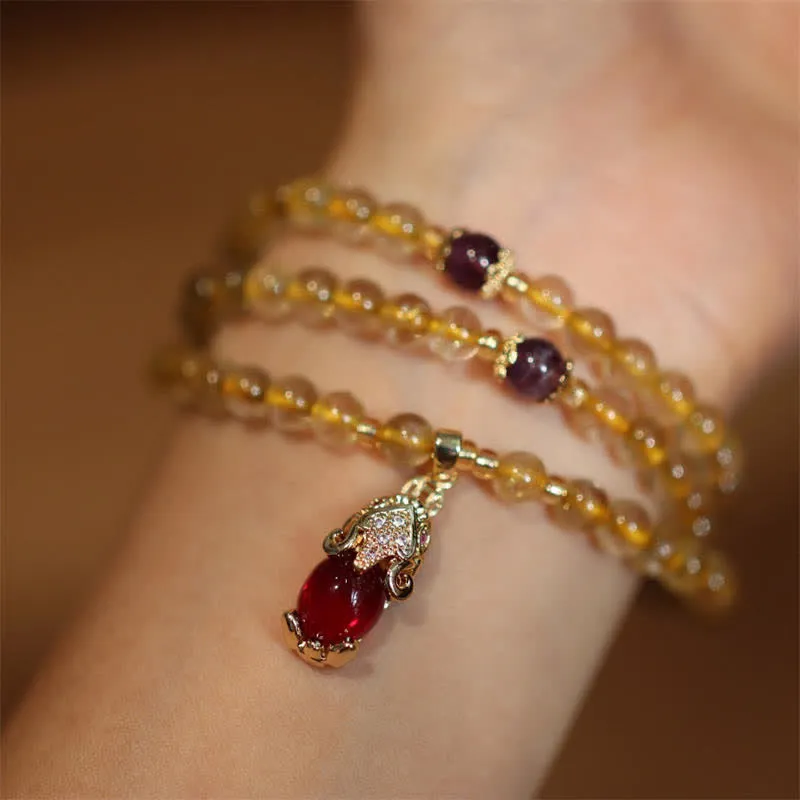 Luck Muse Citrine Amethyst Pi Xiu Bracelet for Prosperity, Happiness, and Protection - Image 5