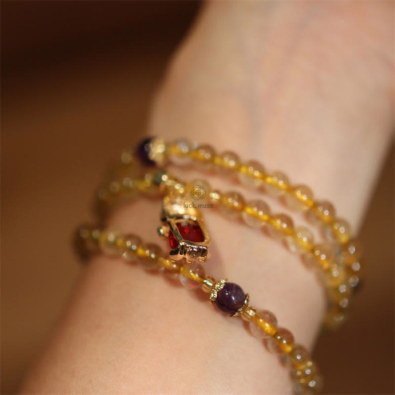 Luck Muse Citrine Amethyst Pi Xiu Bracelet for Prosperity, Happiness, and Protection - Image 6
