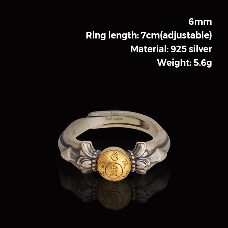 Luck Muse 925 Sterling Silver Peace Mantra Adjustable Ring with Manjusri and Om Mani Padme Hum - Image 7