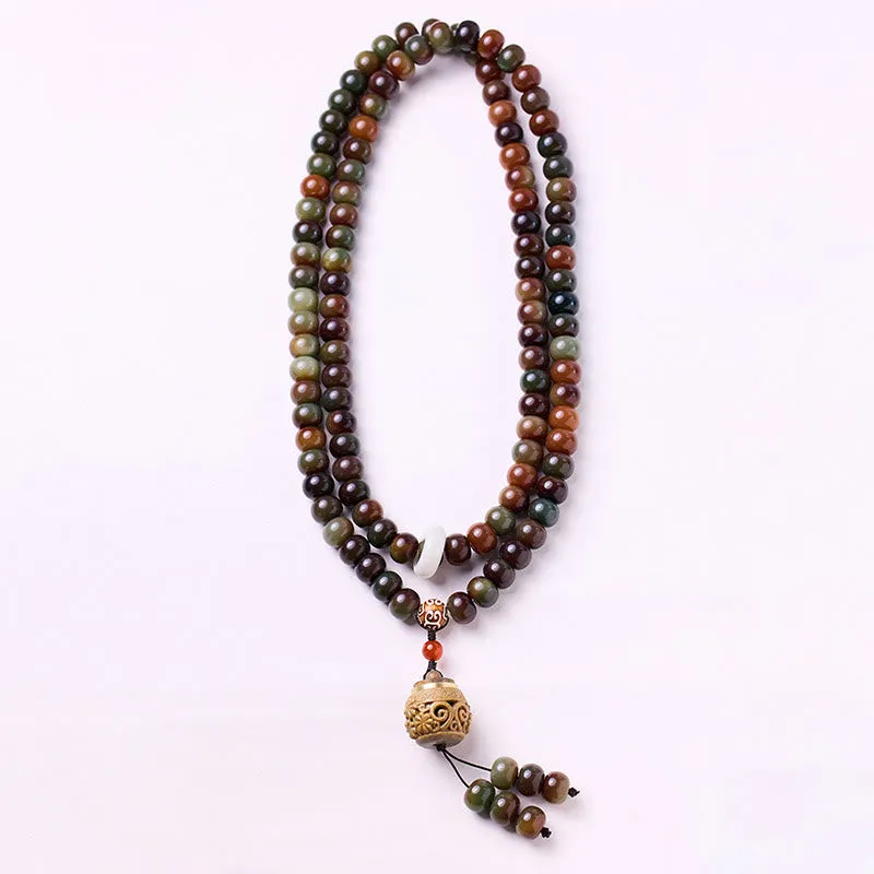 Bodhi Seed Dzi Mala Beads Bracelet - Dunhuang Color, Protect Against Evil Spirits - Image 5
