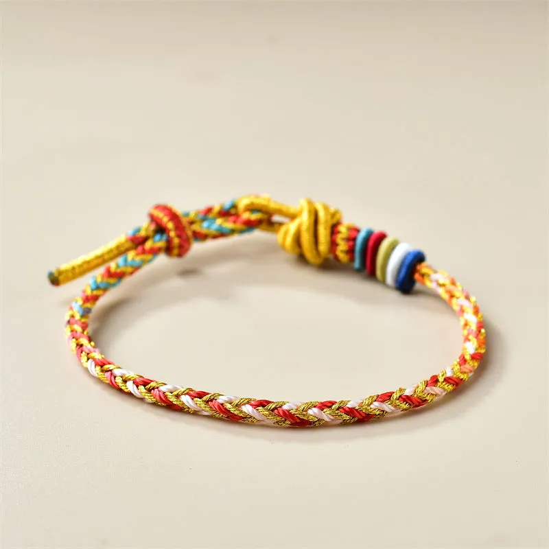 Colorful Gold Healing Braid Rope Bracelet with Handcrafted Luck Muse - Image 4