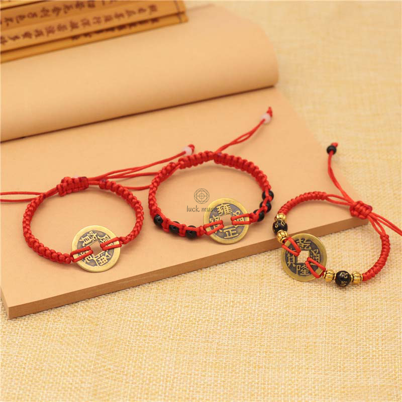 Copper Coin Fortune Red String Bracelet - Image 2