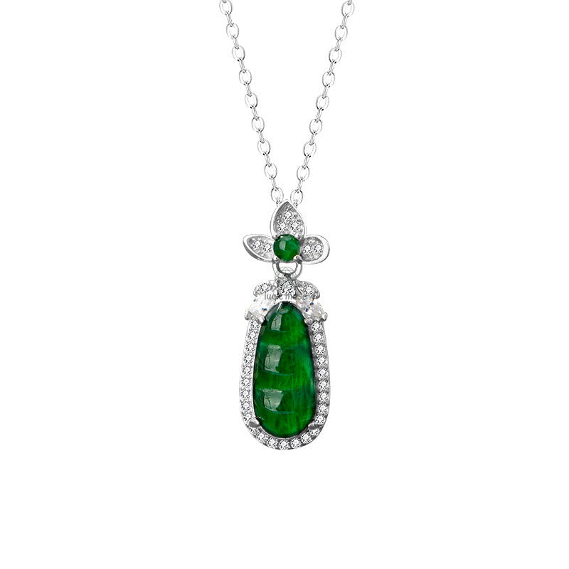 Luck Muse 925 Sterling Silver Cyan Jade Lucky Healing Necklace Pendant - Image 6