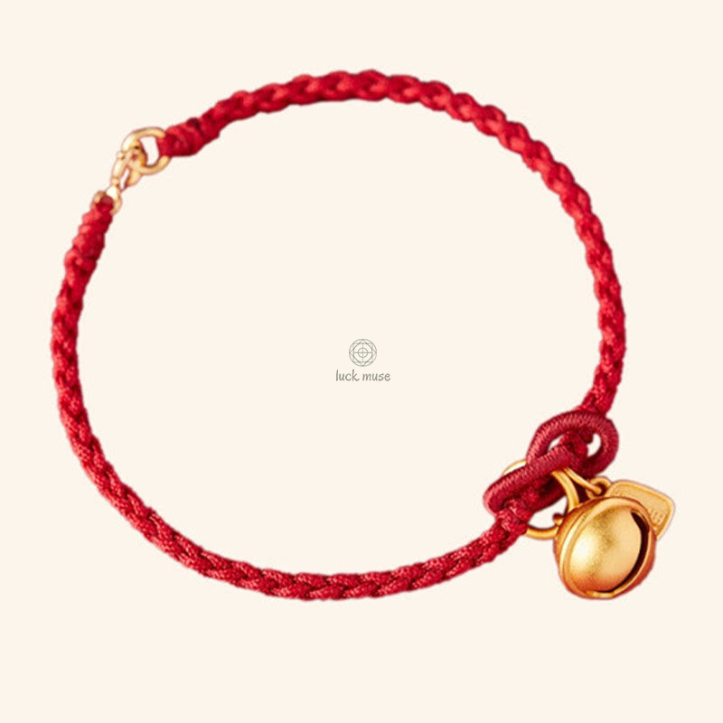 Handmade Lucky Charm Bracelet with Fu Character, Luck Muse, and Red Rope Bell - Image 11