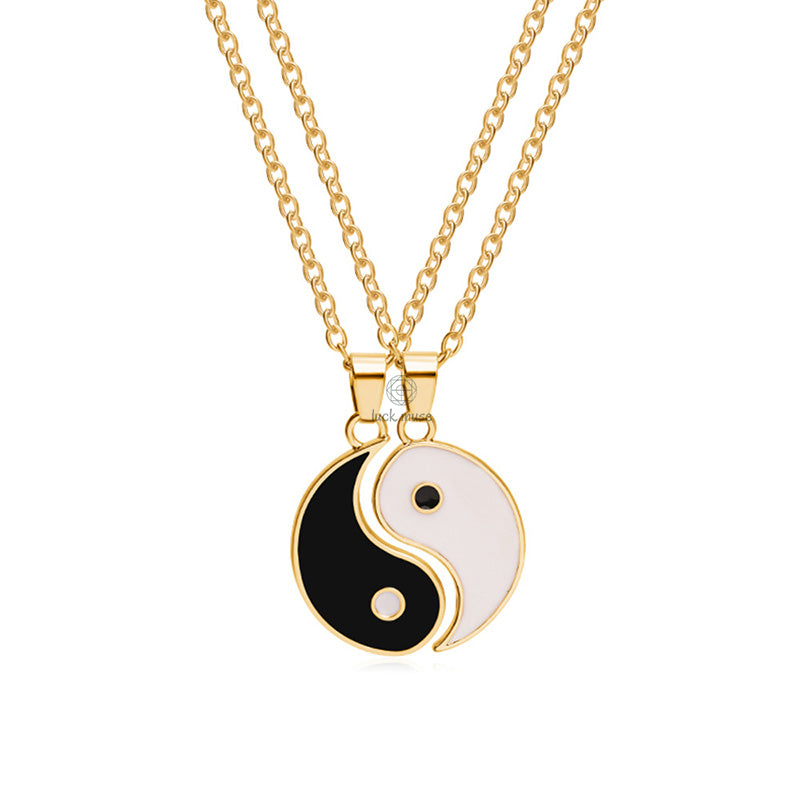 Hematite Yin Yang Couple Pendant Necklace