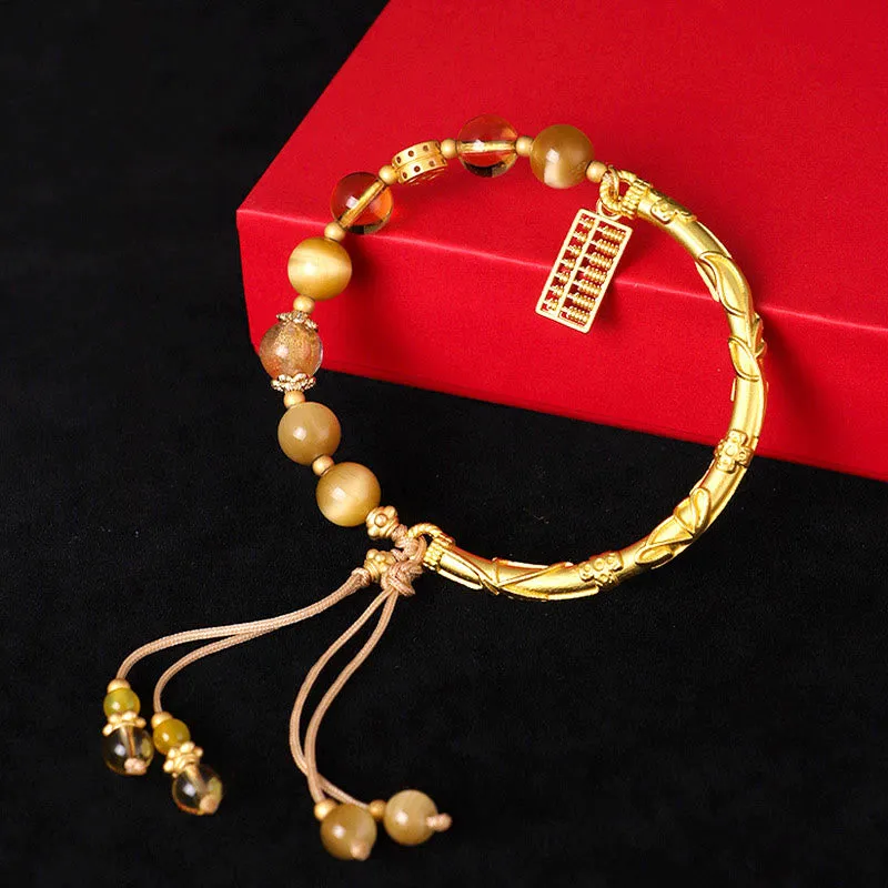 Natural Tiger Eye Citrine Abacus Bracelet for Protection with Luck Muse - Image 2