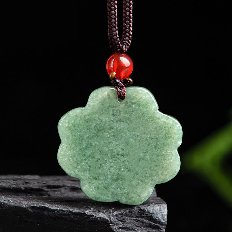 Luck Muse Four Leaf Clover Jade Prosperity Necklace - Image 6
