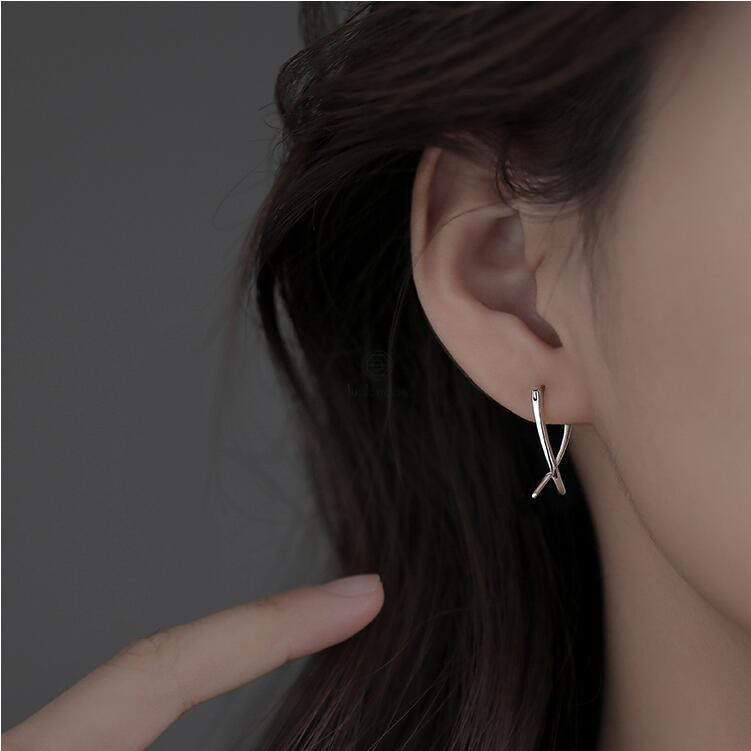 Luck Muse Geometric Luck Hoop Earrings with Cross Design - Image 3