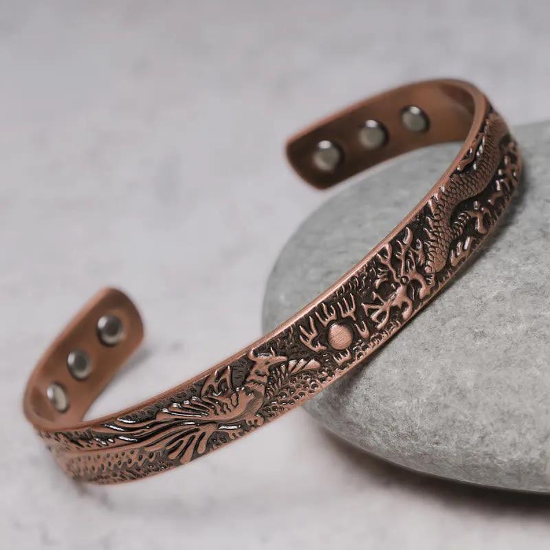 Dragon Phoenix Magnetic Copper Cuff Bracelet - Image 4
