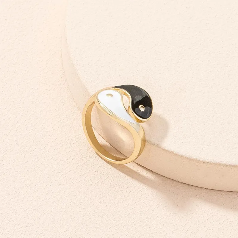 Luck Muse Yin Yang Symbol Blessing Adjustable Couple Ring - Image 4