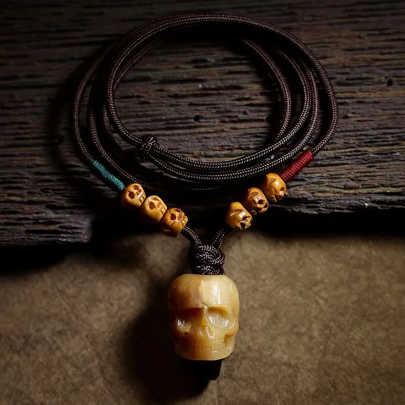 Tibetan Camel Bone Skull Protection Necklace Pendant - Luck Muse
