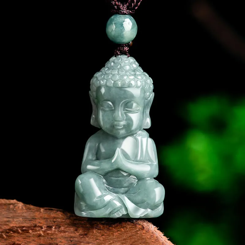 Natural Jade Buddhist Meditation Necklace Pendant - Serenity Amulet