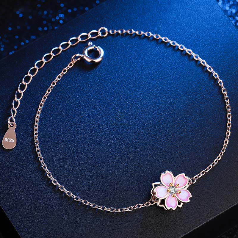 Luck Muse 925 Sterling Silver Cherry Blossom Blessing Bracelet with Rotating Ring - Image 3