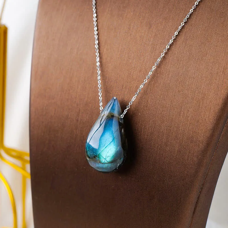 Labradorite Water Drop Healing Necklace - Image 4