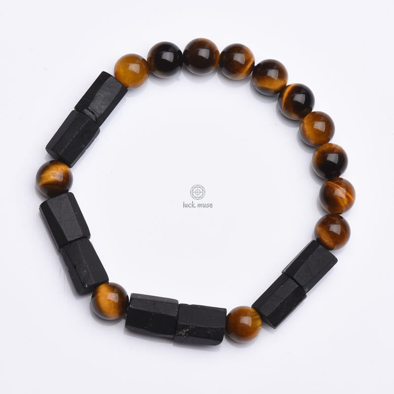 Natural Black Tourmaline Tiger Eye Bracelet - Image 10