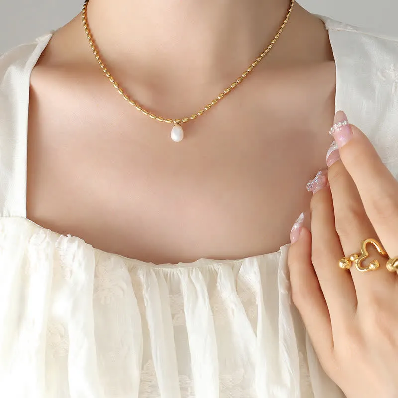 Pearl Bead Peace Necklace Pendant by Luck Muse Shop - Image 3