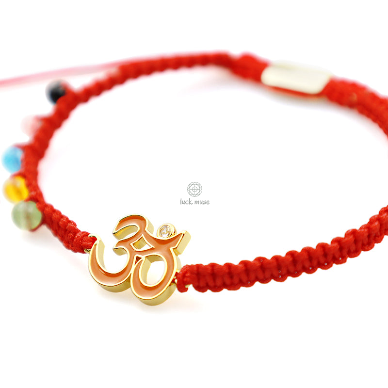 Tibetan Handmade OM Mindfulness Red String Bracelet by Luck Muse Shop - Image 8