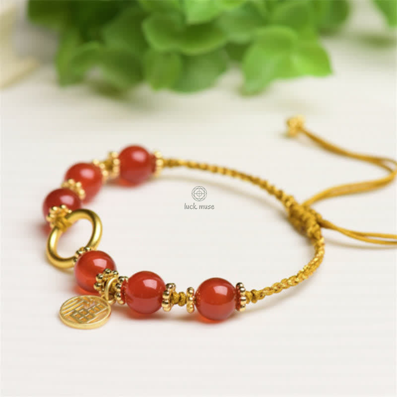 Red Agate Happiness Charm Bracelet - Image 8