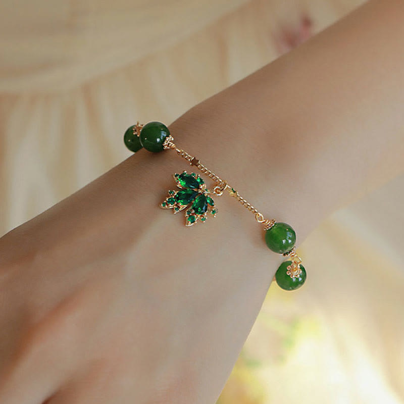 Maple Leaf Green Chalcedony Courage & Strength Bracelet with 14k Gold Plating by Luck Muse Shop - Image 6