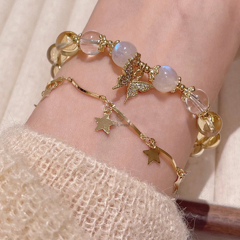 Luck Muse Citrine Moonstone Butterfly Charm Bracelet for Prosperity and Protection - Image 9