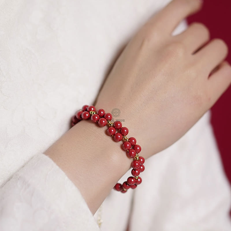 Blessed Luck Muse Cinnabar Beaded Bracelet - Image 13