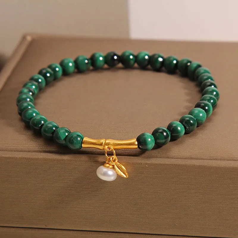 Luck Muse Malachite Pearl Bamboo Anxiety Relief Bracelet