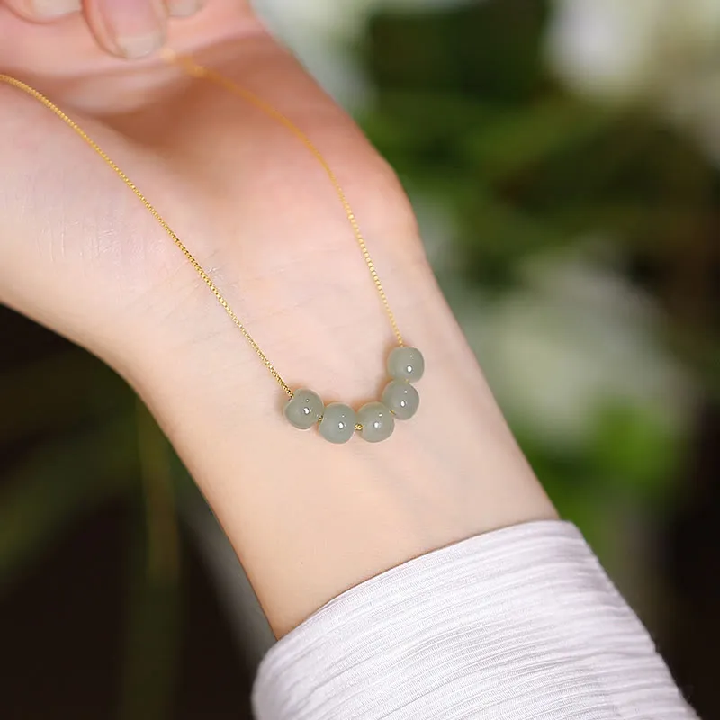 Luck Muse 925 Sterling Silver Hetian and Cyan Jade Luck Laughing Buddha Butterfly Necklace Pendant - Image 10