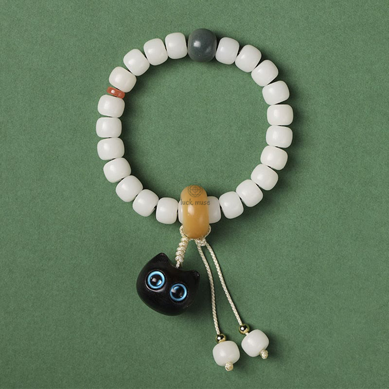 Natural Bodhi Seed and African Blackwood Lovely Cat Charm Bracelet for Peace and Harmony - Image 6