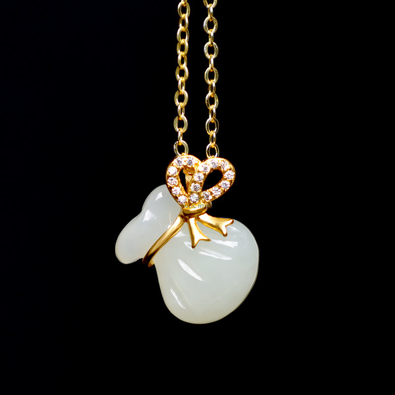Hetian White Jade Money Bag Necklace Pendant with Luck Muse Blessings - Image 8