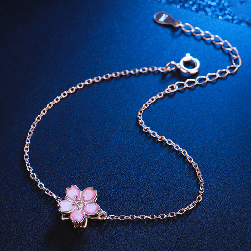 Luck Muse 925 Sterling Silver Cherry Blossom Blessing Bracelet with Rotating Ring - Image 6