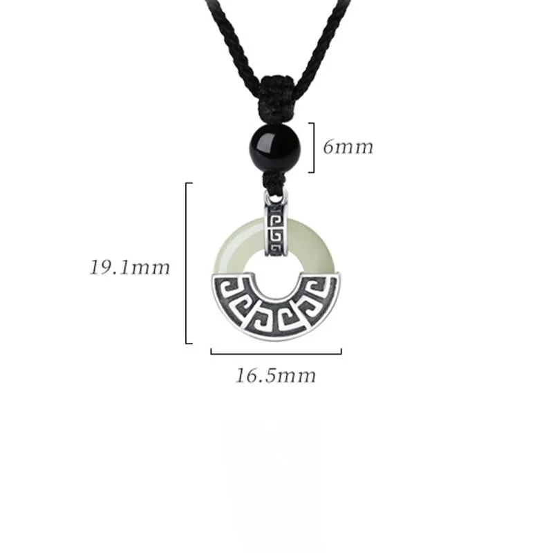 Luck Muse 925 Sterling Silver Hetian Jade Peace Buckle Prosperity Necklace Pendant - Image 11