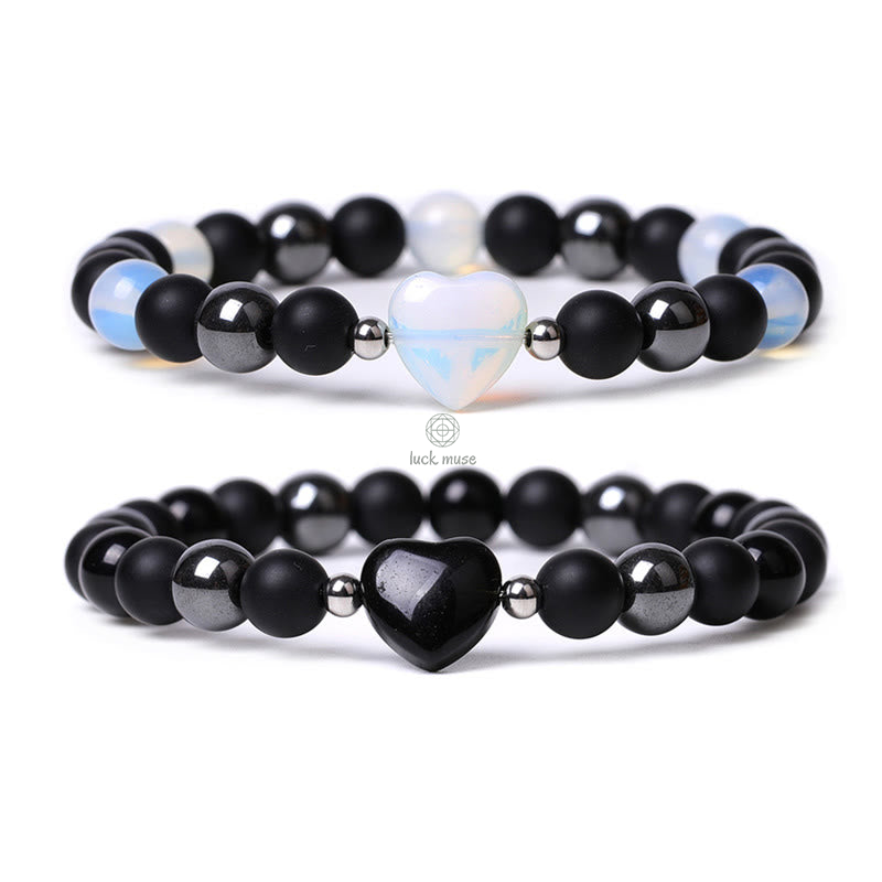 Black Onyx Tiger Eye Crystal Love Heart Protection Bracelet - Image 21