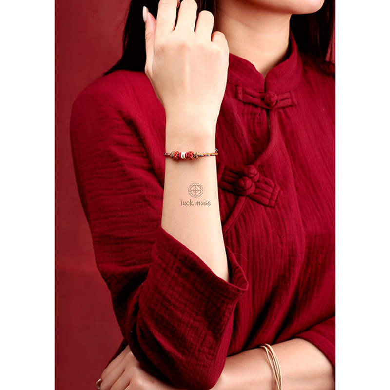 Handmade Dunhuang Color Samsara Knot Luck Reincarnation Knot Braid String Bracelet - Image 7