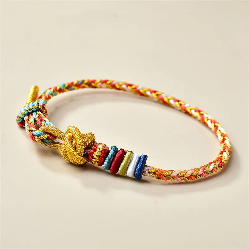 Colorful Gold Healing Braid Rope Bracelet with Handcrafted Luck Muse - Image 3