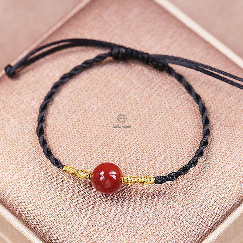 Natural Red Agate Chalcedony Self-Acceptance Confidence Bracelet Necklace Set - Image 4