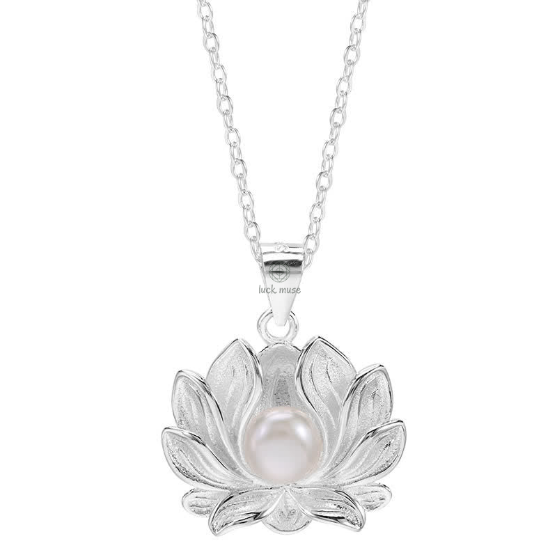 925 Sterling Silver Lotus Flower Pearl Wealth Necklace Pendant - Luck Muse Shop - Image 10