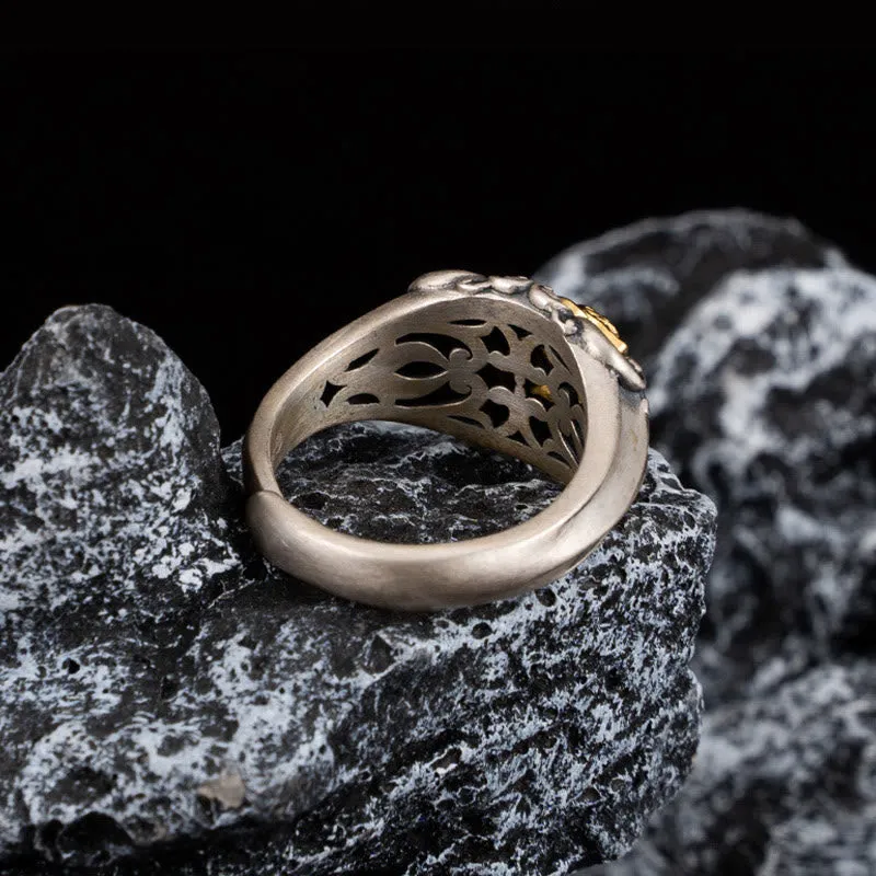 Luck Muse 925 Sterling Silver Tibetan Skull Adjustable Protection Ring - Image 3
