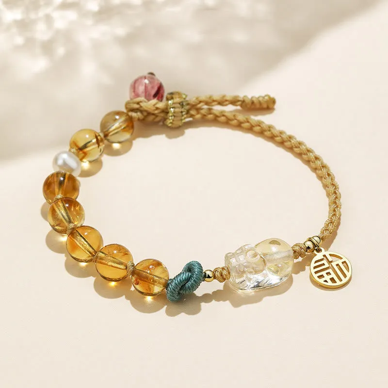 Citrine PiXiu Prosperity String Bracelet