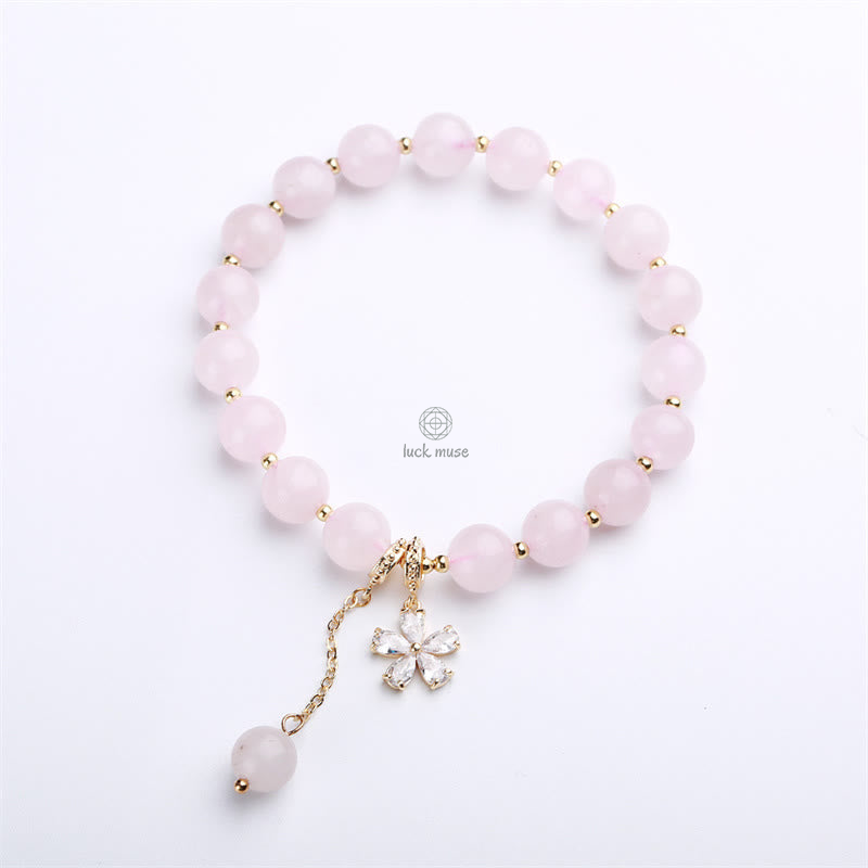 Natural Pink Crystal Plum Blossom Love Bracelet by Luck Muse Shop - Image 7