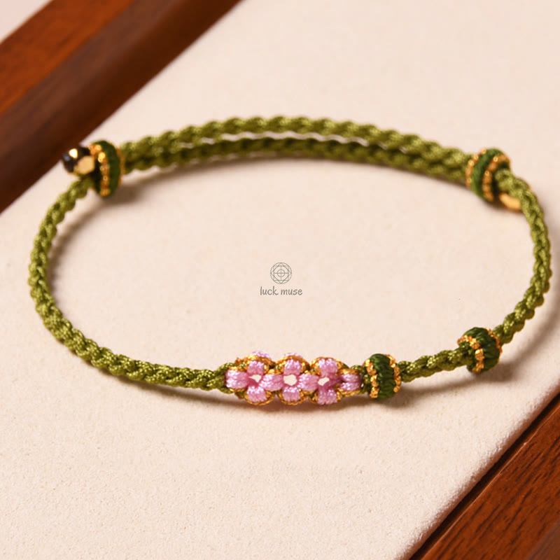 Peach Blossom Protection Braided Rope Bracelet with Luck Muse Handmade - Image 13