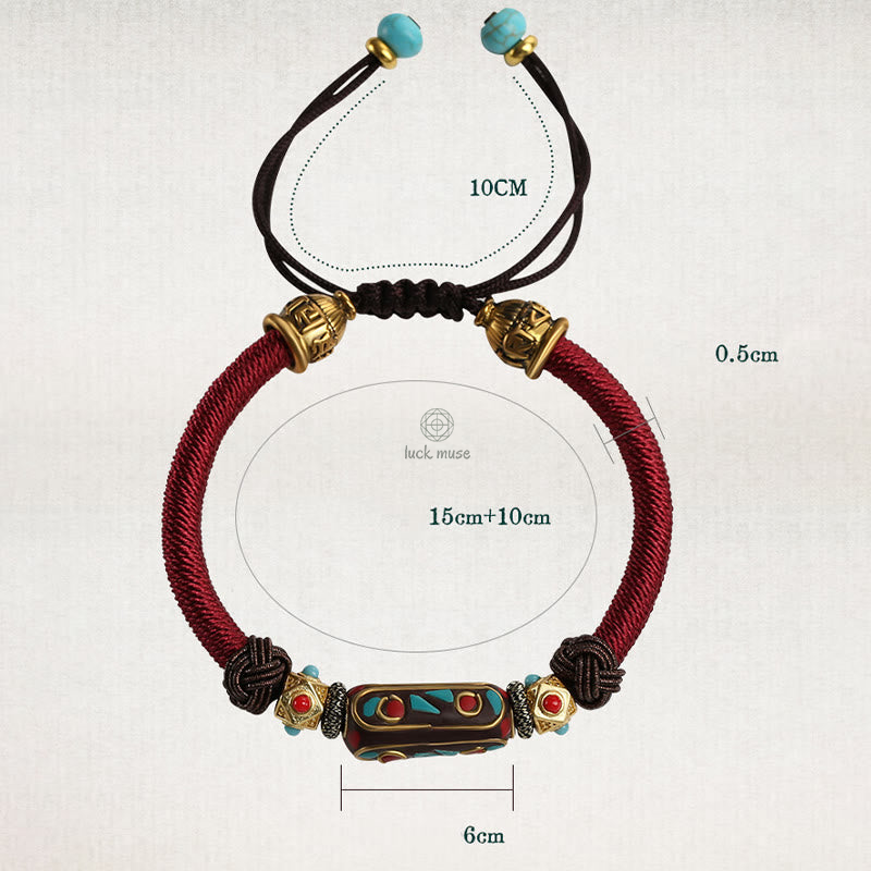 Tibetan Turquoise Om Mani Padme Hum Strength Braided Bracelet by Luck Muse Shop - Image 8