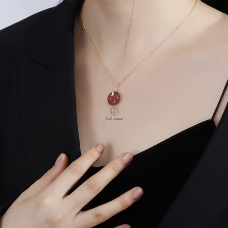 Luck Muse 925 Sterling Silver Strawberry Quartz Healing Necklace - Image 6