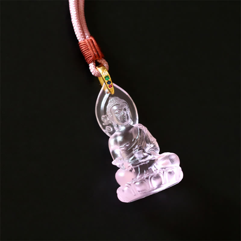 Blue Tathagata Buddha Liuli Crystal Amulet Necklace - Serenity Pendant - Image 21