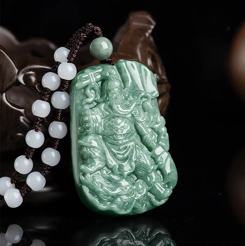 Natural Jade Lord Guan Amulet Wealth Necklace Pendant from Luck Muse Shop - Image 2