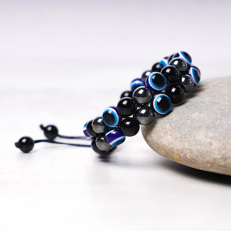 Evil Eye Protection Bracelet with Hematite and Tiger Eye Beads - Image 19