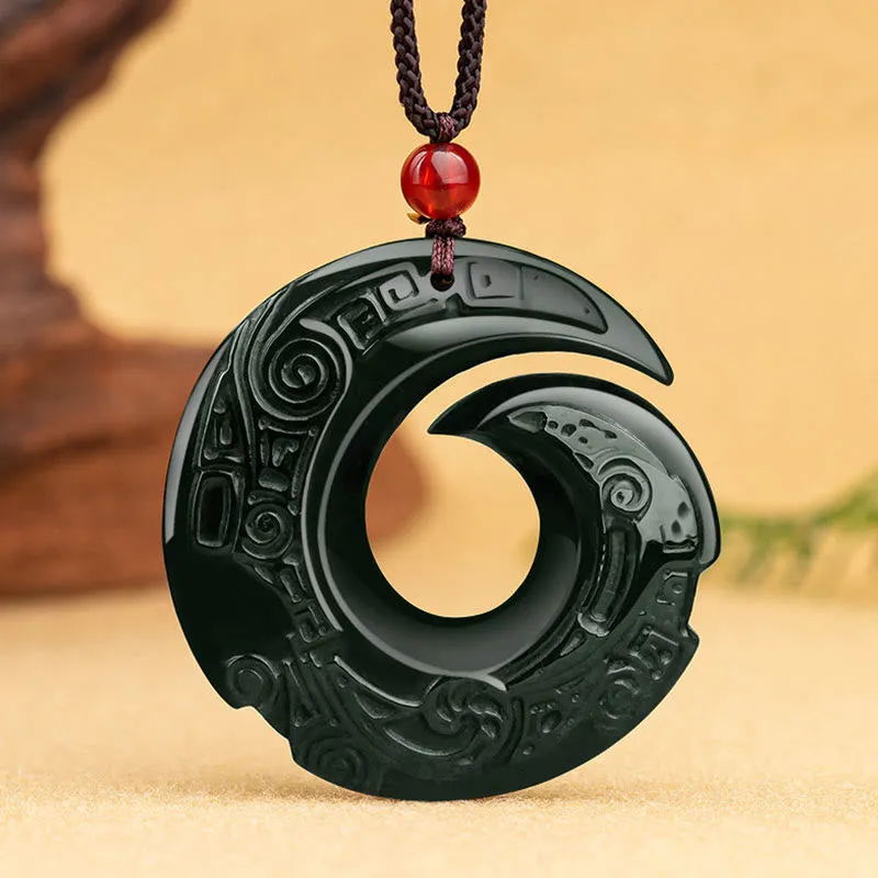 Luck Muse Hetian Cyan Jade Success Necklace Pendant with Luck-Enhancing Design Pattern - Image 2
