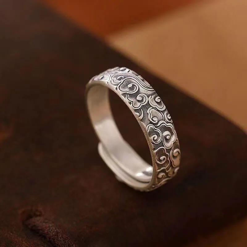 Luck Muse Vintage Auspicious Cloud Pattern Ring - Image 3
