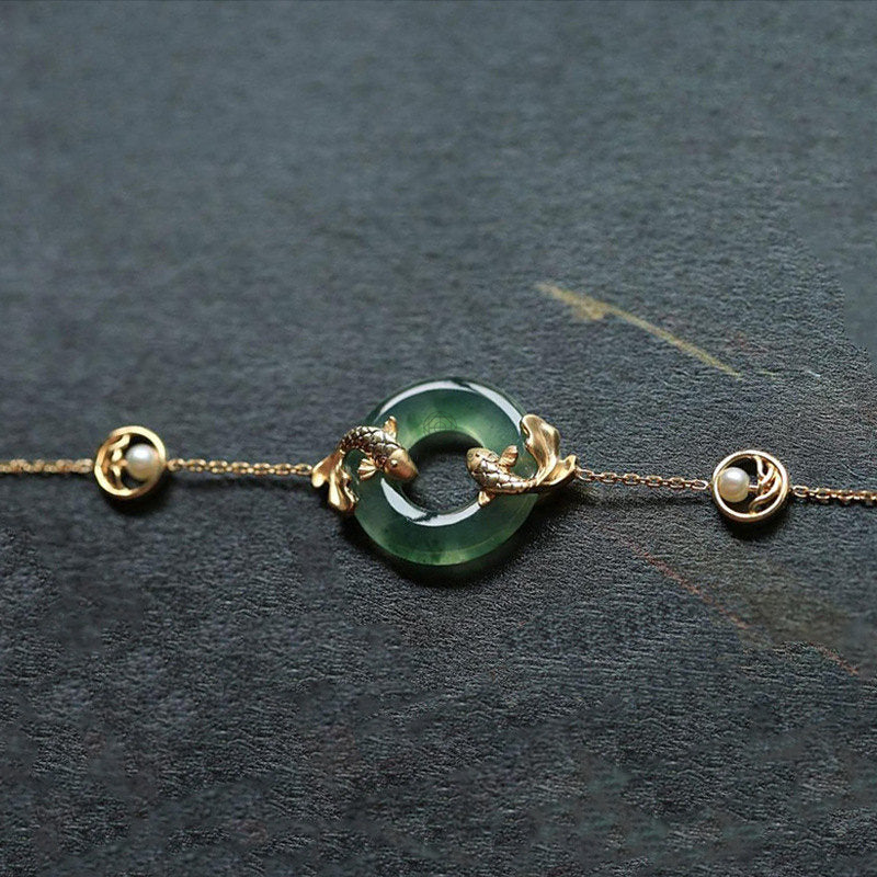 Cyan Jade Koi Fish Healing Bracelet - Image 12