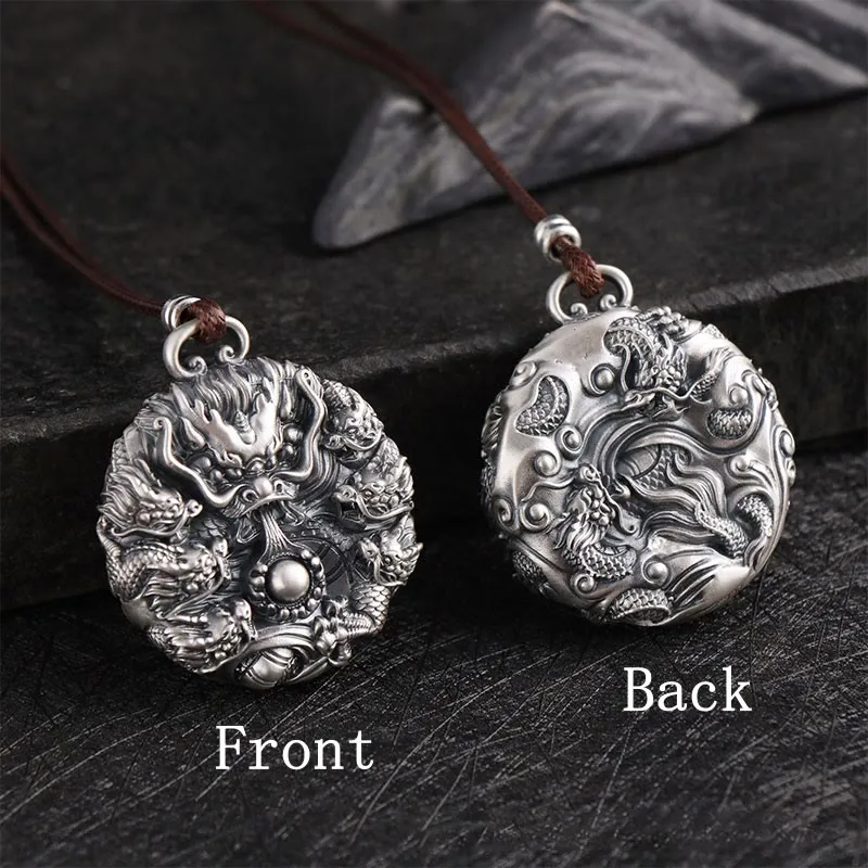 Luck Muse 999 Sterling Silver Dragon Protection Necklace with Pearl - Image 3
