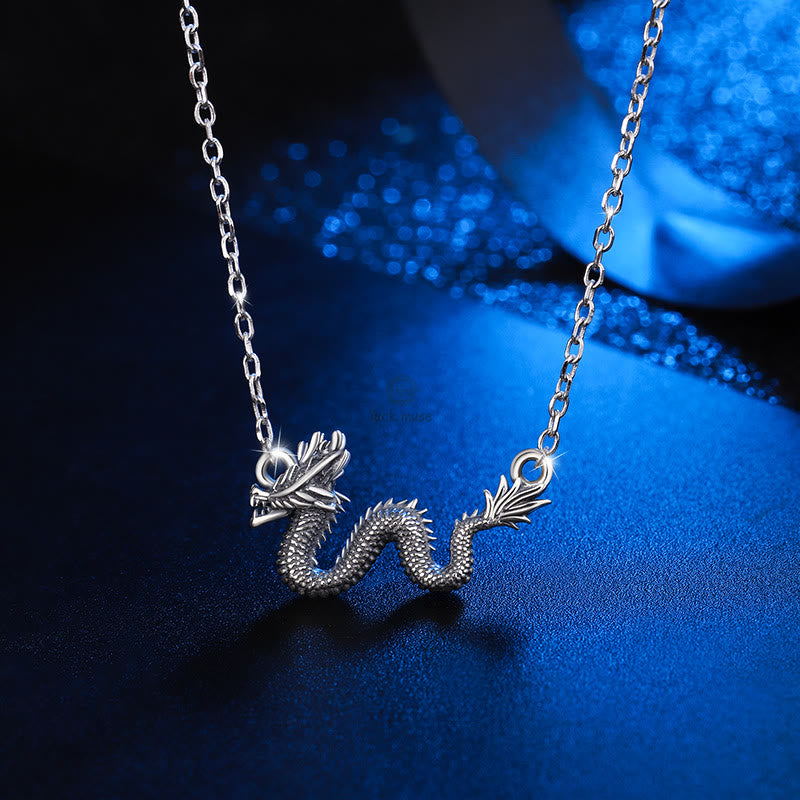 Luck Muse 925 Sterling Silver Year Of The Dragon Protective Dragon Chain Necklace Pendant